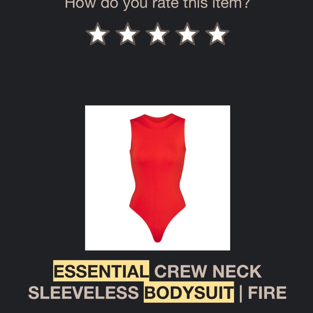 skims ESSENTIAL CREW NECK SLEEVELESS BODYSUIT | FIRE L/XL